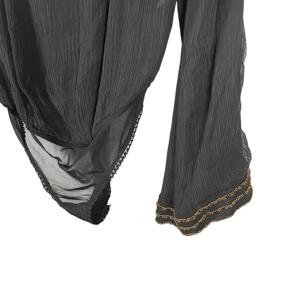 Free People Embellished Beaded Bodysuit Black Long Sleeve Size XS - Picture 4 of 12